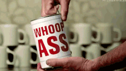 add-a-little-spark:  lolsofunny:  i’ma open a can of whoop ass  Anyone else wondering what the hell is in that can?  Liquid whoop ass duh. 