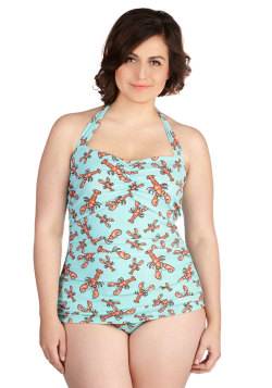 curveappeal:  Esther Williams Bathing Beauty Swimsuit in Lobster Print at Modcloth (via shopstyle)