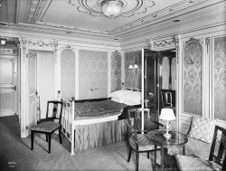 historicaltimes:  Picture of a 1st Class stateroom aboard the TITANIC ship in 1912 via reddit 