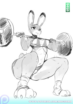magsama:  Warming up with more gym Judy. My stuff   Patreon  Members get to see finished images and extras 3 days earlier than these posts and are sent out through messages on patreon. Dakis Wallscrolls   bunny babe~ &lt;3 &lt;3 &lt;3