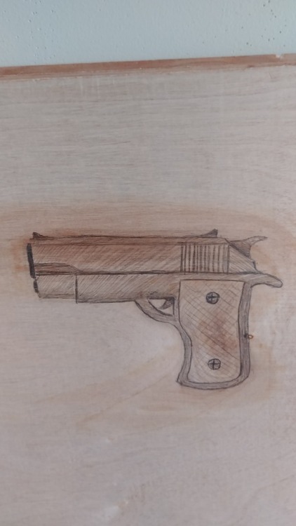 Got Bored and Drew A Gun On Wood at Uncles adult photos