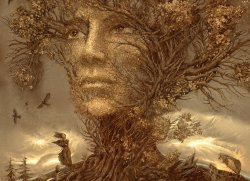 victoriousvocabulary:  DRYAD [noun] a nymph or divinity of the woods. Etymology: from Latin dryas, from Greek dryas (plural dryades), “wood nymph,” from drus (genitive dryos) “oak”, from *deru- &ldquo;tree, wood, oak”.[25kartinok]