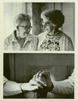 sapphomore:alice, 99 and bertha, 98 photographed by deborah snow for sinister wisdom’s special issue about elder lesbians, summer 1979