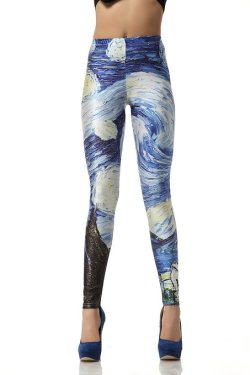wickedclothes:  Starry Night Leggings These leggings are printed with Vincent van Gogh’s The Starry Night. Currently on sale for just บ.88 with FREE SHIPPING at Amazon!