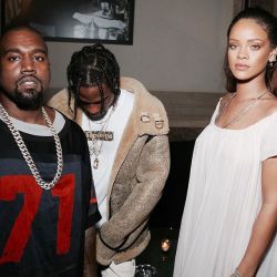 rebelthemindstate:  “I Passed The Roc’ To Ye’..He Pump-Faked &amp; Passed It Back..!!” - 90210.  Travi$ Scott x Rihanna x Kanye.  Photo(s) By: Ye'Daily.