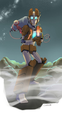 robo-hunter-chaim:  Faceplate Rung Consider this a teaser image for my next Rung early life comic. The previous one is here. It’s not super grim dark or anything like maybe this pic suggests; night time just looked cooler. 