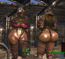 rebisdungeon:  One of the greatest things in the world is Bethesda’s game with MODs… isn’t it?I just hope to show you some pics from my private Fallout4 game.In Fallout4,  I decided to make a survivor with post apocalypse Bimbo taste.Even before