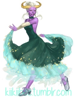kiikiibee:commission of a Tiefling bard who dances to inspire her party! (no tumblr provided)