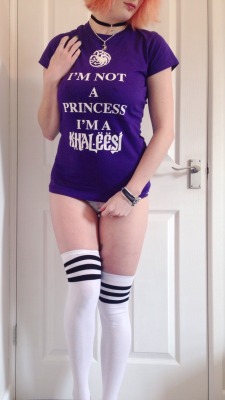 kitty-in-training:I’m not a Princess I’m a Khaleesi! Thank you  andy0683 for getting me the most perfect top from my wish list  You are very welcome Khaleesi, it even matches your panties :)