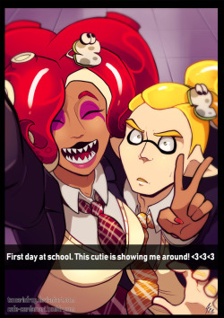 searching-for-bananaflies: cafe-cardamari:  Straight from the the stream is a commission for @killer-pail, who wanted to see Tetrox in the school uniform. Otherwise I was given pretty free hands. And boy did they slip. Then things you people convince