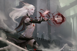 nikusenpai: Character commission: Jundith - Draconic Elf Sorceress Example 跌 composed character illustration http://www.nikusenpai.com/commissions.html 