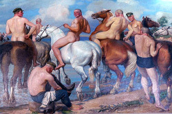 bloghqualls:  Anatoly Treskin (Russian,1905-1986) ‘Bathing the Horses’ , 1939 