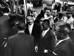Life:   Martin Luther King Jr. Encourages Freedom Riders As They Board A Bus For