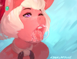 cyancapsule:  More Emelie! Now with bubbles.Experimented with a different look for this one and think it turned out kinda cool!I like spit/jizz bubbles ~ o ~Nose cum version and a sketch for all you tumblr people! 
