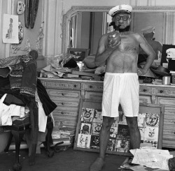 André Villers - Pablo Picasso dressed up as Popeye, Cannes, 1957.