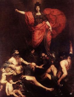 hadrian6:  Allegory of Italy. 1628. Valentin de Boulogne. French. 1591-1632. oil / canvas. http://hadrian6.tumblr.com 