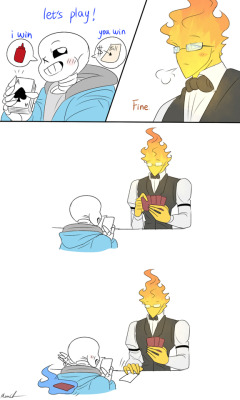 mooncatyao:  [Cheat] Grillby &amp; little Sanslike father like son? XDDDDDDDDDDDOnly Grillby can see Gaster….about   [The first time] &lt;First part&gt;(Previous)/(NEXT)[GLS timeline]You can support me on KO-FI ~ ☕  About detail~