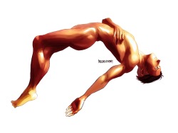 muscle study and lighting became a really sad floating naked Levi /sigh