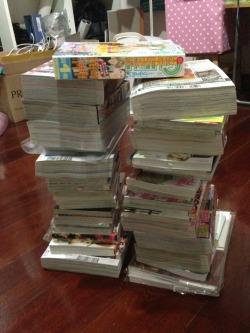 bl-gyaru:  7 days in Japan, these are most of what I got! Not so many, just 6 kgs of 38 yaoi mangas/magazines that cause me bought a new luggage. (/ _ ; ) I think I need a LITTLE control next time I go to Japan.