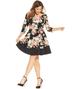 Plus-Sized-Fashion:  Soprano Plus Size Floral-Print A-Line Dress