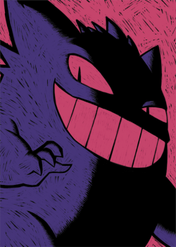artbygrim: still pumpin out prints…i love my big fat gengar. i’ll have this available as a mini print next weekend at metrocon!