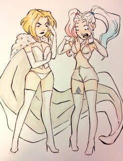 patloika:From the art collection: Emma Frost meets Harley Quinn by Erin Kavanagh.