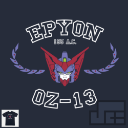easterlyart:  The year is After Colony 195, and Treize Khushrenada has produced one of the most terrifyingly powerful mobile suits ever. In enters Epyon! I present to you another in the growing Gundam Collegiate shirt series, by yours truly! I hope all