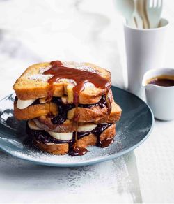 confectionerybliss:  Chocolate and Banana French Toast with Salted Caramel | Gourmet Traveller