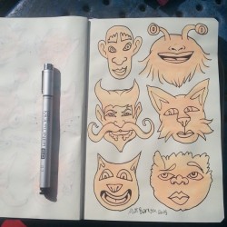 Assorted faces.. My favorite is the Dracula with mustache. #mattbernson #ink #instaartist #instadrawing #artistsoninstagram #artistsontumblr #copic #faces