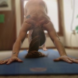 Fantastic! Asana of the week: Downward Facing Dog Naked yoga is so freeing and beautiful.