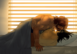 hermithardt:    DAY 1 — Morning || Night “Good Morning”In which Shimada Hanzo is not a morning person, but Jesse McCree needs breakfast stat. (ft. awkward tan lines from missions)