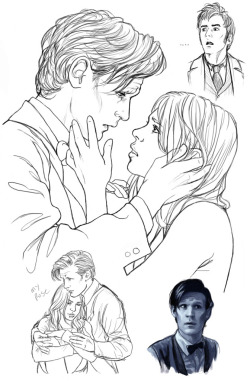 adelelorienne:  No Matter -Who-  Sketches of Ten, Ten and Rose, Eleven, and Eleven and Rose (I’m in love with the very idea of Eleven and Rose!) :D The two larger sketches are WIPS for a double-panel pencil/watercolor project I’ve been meaning to
