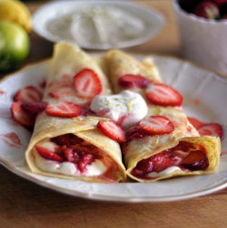 im-horngry:  Vegan Crepes - As Requested! XStrawberries &amp; Creme Crepes!