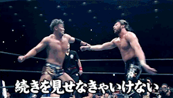 mith-gifs-wrestling:  Dominion 2017 | Dominion 2018.  Kenny Omega is saved from a Rainmaker two times by exhaustion:  the first time his own, the second time Kazuchika Okada’s.