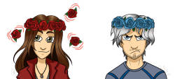 pumpkinquartz:  Guess who’s back to their flower crown phase? THATS RIGHT! ME! HAHA!  So have yourself some Maximoff twins with them on.  Wanda seems to enjoy it while Pietro…well… ahem.Done in Sai and Photoshop- BONUS COMIC -