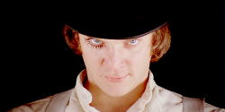 vintagegal:   A Clockwork Orange (1971) &ldquo;There was me, that is Alex, and my three droogs, that is Pete, Georgie, and Dim, and we sat in the Korova Milkbar trying to make up our rassoodocks what to do with the evening. The Korova milkbar sold milk-pl