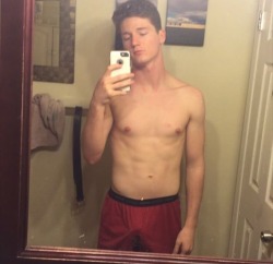 straightguyscatfished:  Hot football player I went to high school with. Devin, 19 fresh out of high school. Reblog if you want more