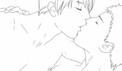 kawaiijoseidrakar:  Aokise doodle gif.Â  I used a kiss gif as basis to make this one. 