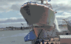 conductoroftardislight:  flowergirlrobichiko:  rtrixie:  hoodoodelrey:  educational-gifs:  The Launch of the USS Detroit, or How Large Ships are Launched Into Water.  I GOT SO NERVOUS  WELL GUESS THAT WORKS  how did they discover this method  JUST THROW