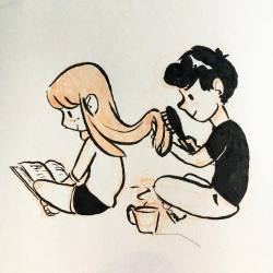 ewichaa:  Matt is sweet and brushes my hair when im sad. #inktober #inktober2016 #drawing #doodle #sketch #sketchbook #art #artistsoninstagram #couple #love #marriage #cute #ink #pencil