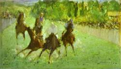 impressionism-art-blog:  At the races via Edouard ManetMedium: oil, wood