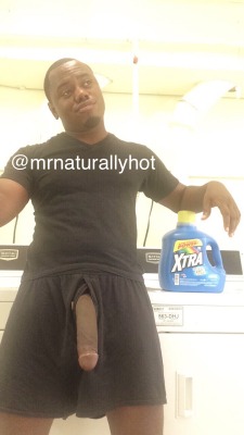mrnaturallyhot:  People coming in and out while I wash clothes today, and I’m like look ..if you don’t like my Long Dick ass than leave.. Lol But if you gonna stay, and watch while its long, and hanging. I don’t mind.. But please close the door