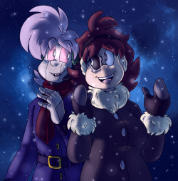 Snowflakes and Starlight  This was just supposed to be a sketch and then uh oops I actually colored a pic had to downsize the image though to hide the janky lineart (since it was just originally a sketch)  