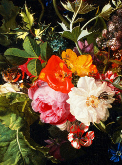 jaded-mandarin: Maria van Oosterwyck. Detail from Bouquet of Flowers in a Vase, 1670.