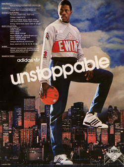 waxandmilk:  Patrick Ewing for Adidas1986 I’m not even a huge Ewing fan but I need to get a hold of this poster somehow. Check out the mini dookie rope and tapered jeans. LOL at the hyper-orange Voit ball though. You used to be able to get those at