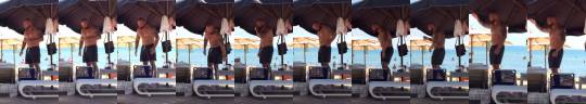 greekfcknprfct:  Greek Stud Touching His Bulge At The Beach