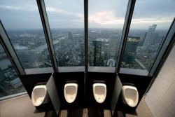 Urinals with a pretty view. Wonder where