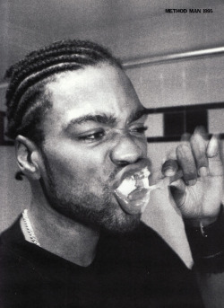 &ldquo;drink listerine brush my teeth with amphetamine, so i can sound fresh and say dope things&rdquo; babylonfalling:  Photo of Method Man by Sue Kwon from Stress Magazine.  