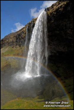 sanamivera:  Rainbow over Seljalandfoss waterfall, Iceland. 