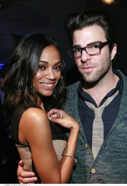 fuckyeahzoesaldana:  (via commanderspock)  She&rsquo;s one of the most gorgeous things on the planet omg.  And he&rsquo;s kind of adorable in that geeky way.  But unf unf unf Zoe.